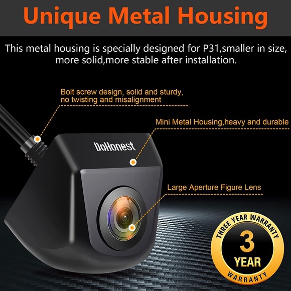 Backup Camera HD Waterproof Night Vision Metal Rear View for Car Truck Pickup RV - Picture 3 of 9